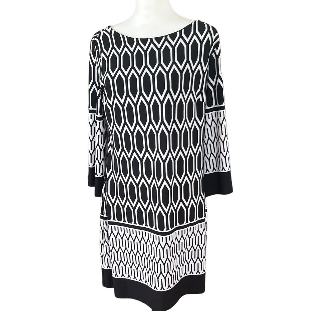 Enfocus Studio Black & White Geometric Mini Dress SZ 10 - Picture 1 of 6